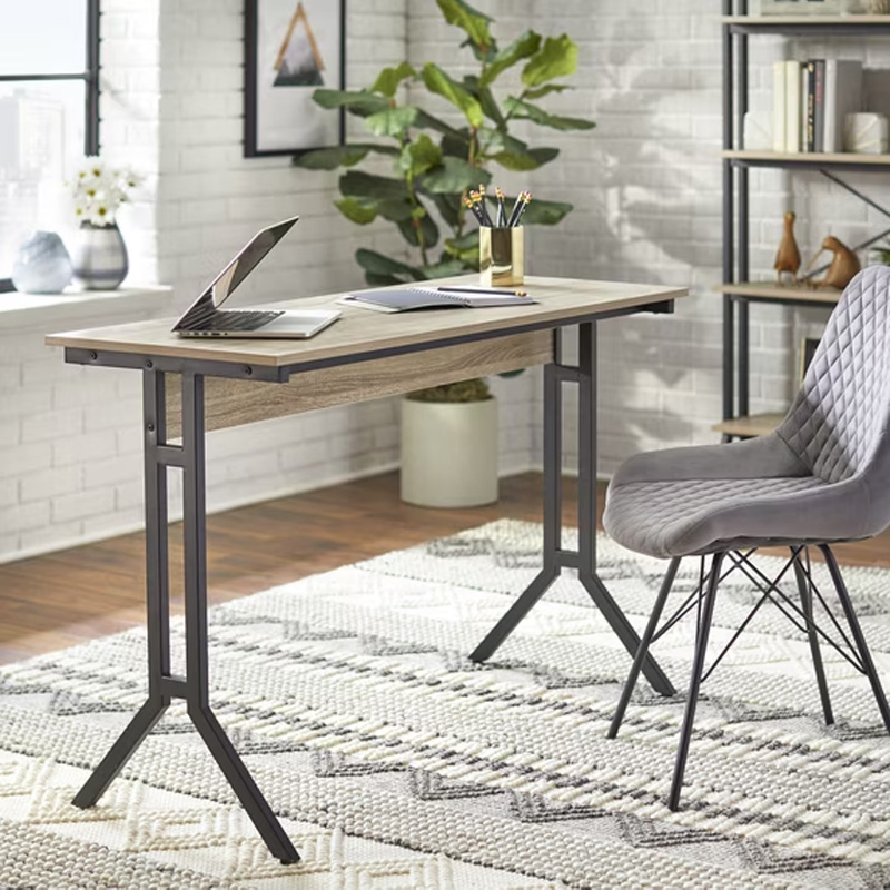 Contemporary minimalist computer workstation desk layout arranged in a modern open living area project