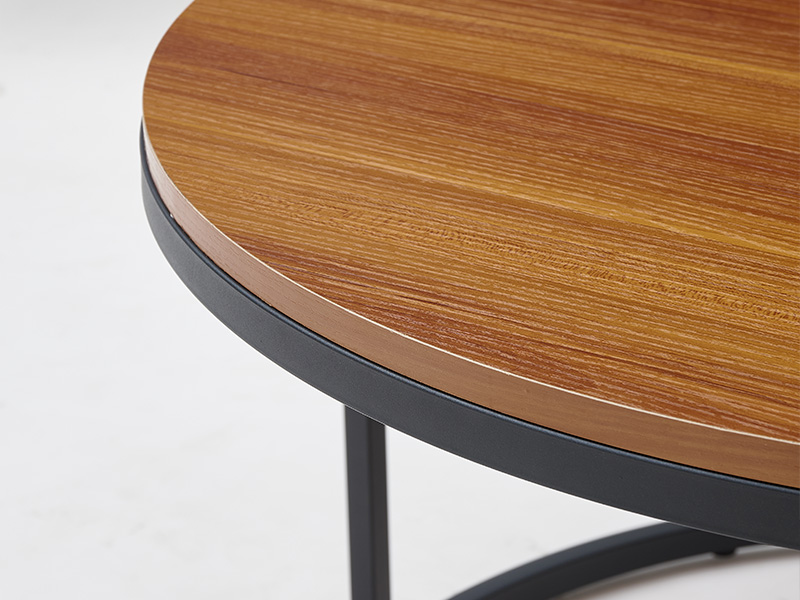 Dark walnut woodgrain texture melamine panel for round end tables contract furniture
