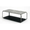 Gray concrete-effect rectangular 2 tier coffee table with black metal frame – DM-CTM2101