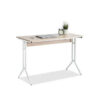 Industrial style office desk factory supply DM-SD8171 showing modern walnut finish and white legs