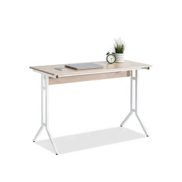 Industrial style office desk factory supply DM-SD8171 showing modern walnut finish and white legs