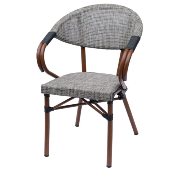 Stackable textilene outdoor chairs manufacturer for commercial restaurant seating