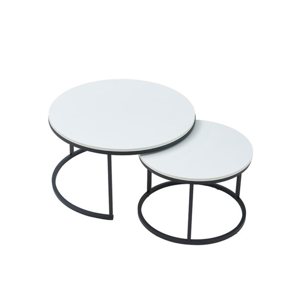pure white round nesting coffee tables​
