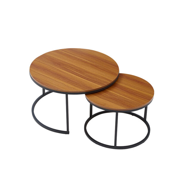 walnut -dark round nesting coffee tables​