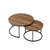 walnut-light round nesting coffee tables​