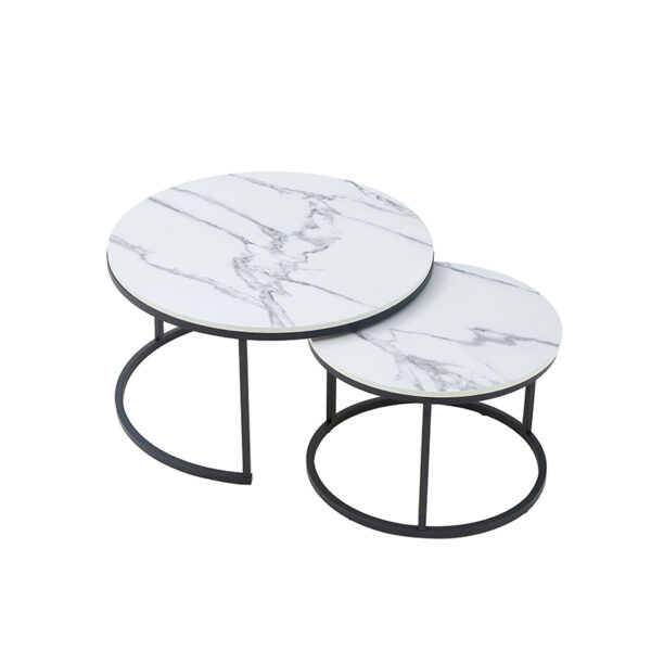 white marble round nesting coffee tables​