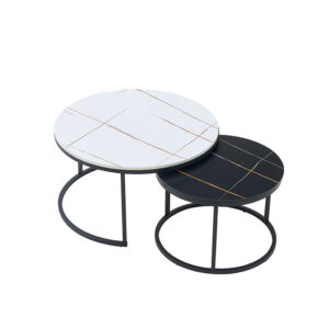 white+black marble round nesting coffee tables​