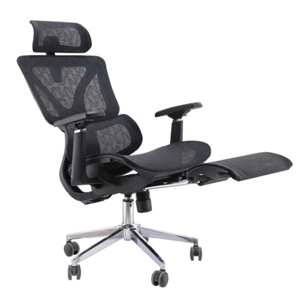 Best ergonomic home office chair featuring synchronized tilt recline mechanics and retractable full mesh leg rest