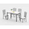 DM-DNM403 white and gold-veined melamine dining set with matching chair seats DM-DNM403 white and gold-veined melamine dining set with matching chair seats