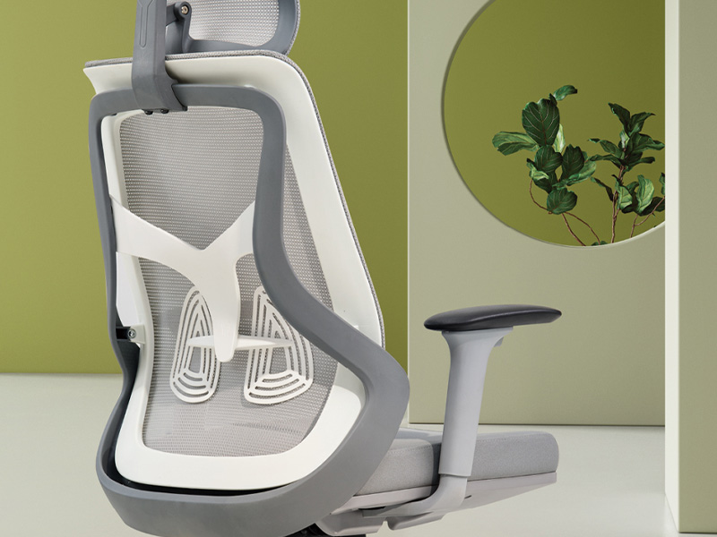 Ergonomic mesh office chair DM-OC8803 showing the wide twin wing lumbar adjustment chassis