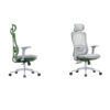 High back mesh task chair factory production exhibiting custom forest green frame accents on DM-OC216