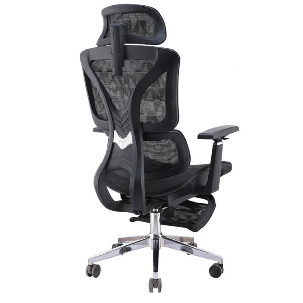Mesh ergonomic office chair factory detailing the heavy duty polished butterfly framework on DM-OCB121