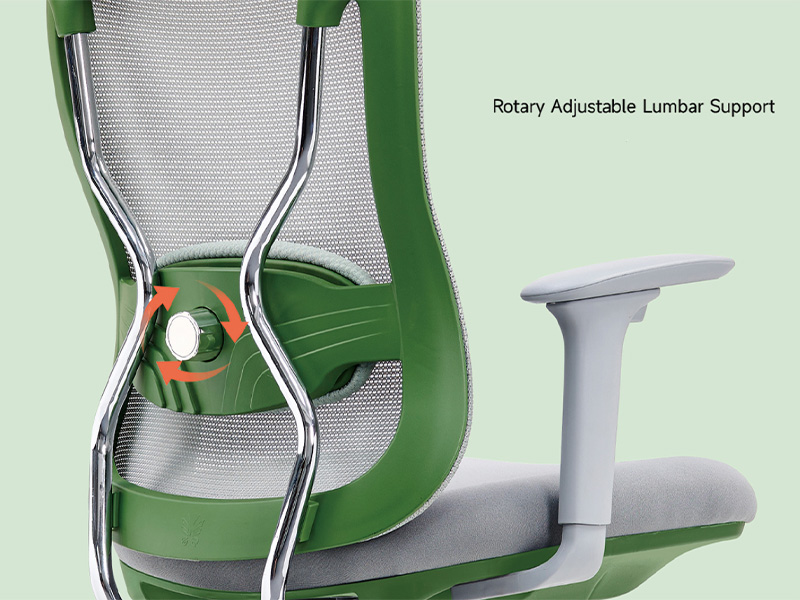 Rotary lumbar adjustment office seating bulk manufacturing displaying the DM-OC216 manual tension control knob assembly