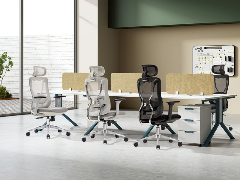 Top ergonomic office chair and desk manufacturers for businesses showcasing full DM-OC216 workstation solutions