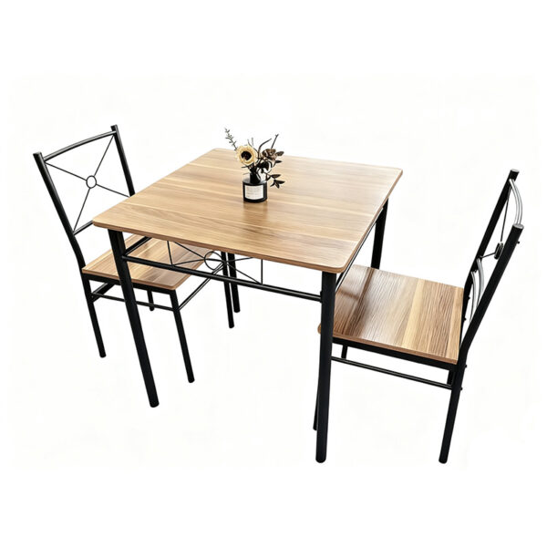 bulk modern melamine dining set factory showcasing DM-TO5-703 space saving square table with 2 high density foam chairs