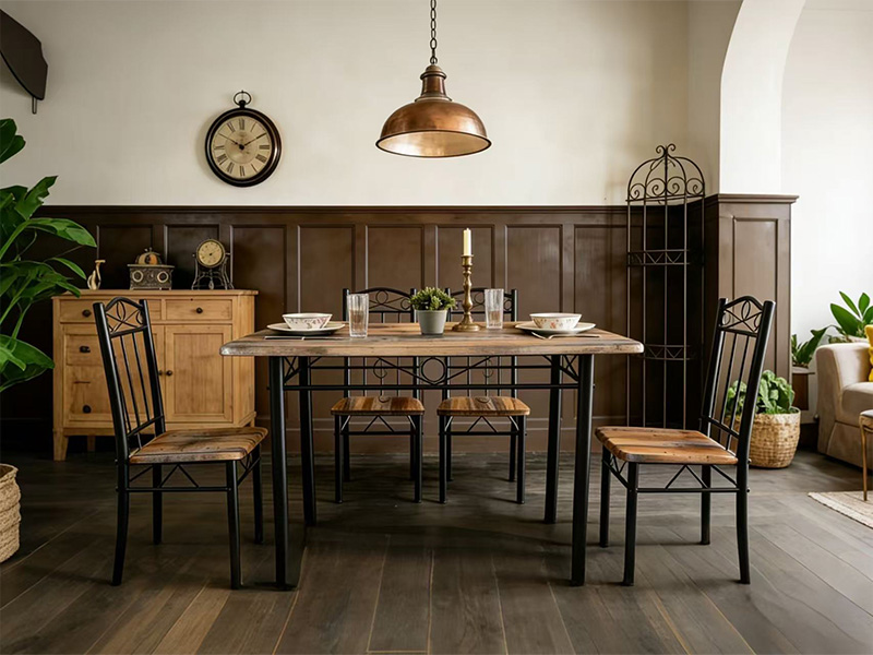 sintered stone dining set wholesale manufacturer demonstrating textured matte slate grey engineered slab table with tapered metal legs