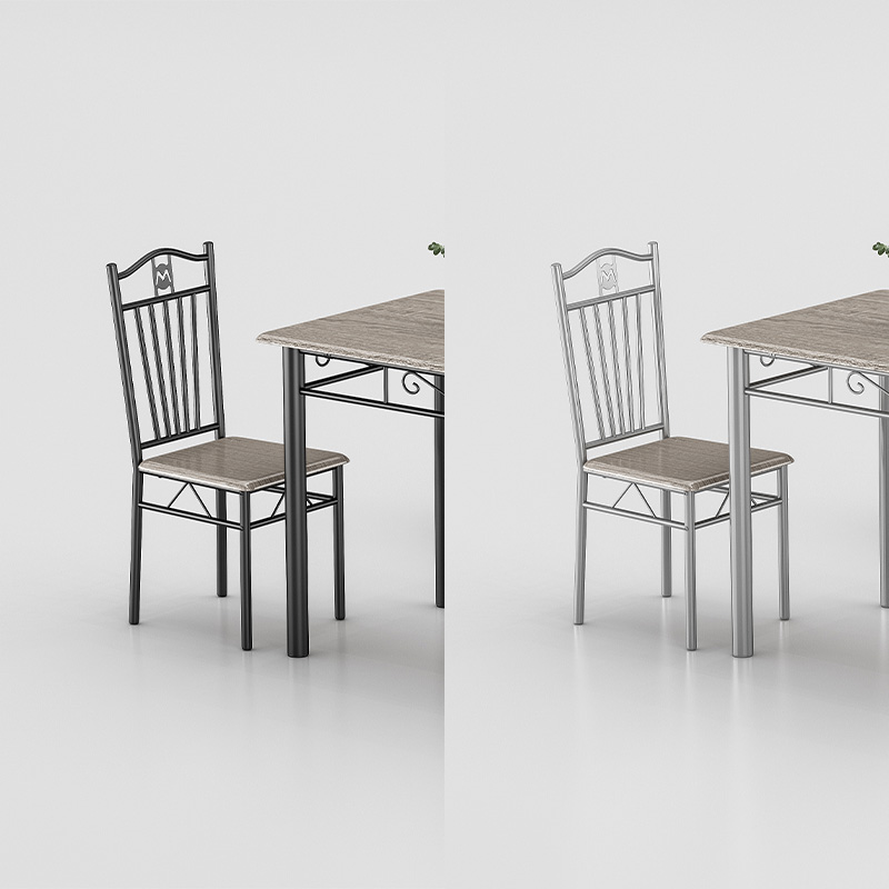 modern pvc dining table set wholesale presenting compact 4 seater grey oak wood wrap table with silver plated metal frames