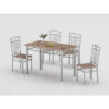 pvc wood wrap dining table bulk demonstrating custom red marble pattern laminate over 1+4 chrome silver seating architecture