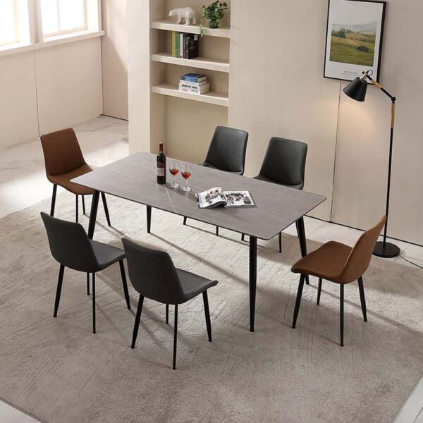 sintered stone dining set wholesale manufacturer demonstrating textured matte slate grey engineered slab table with tapered metal legs sintered stone dining set wholesale manufacturer demonstrating textured matte slate grey engineered slab table with tapered metal legs