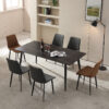 sintered stone dining set wholesale manufacturer supplying DM-ST713 modern charcoal black gold lined stone top with amber brown upholstered chair sintered stone dining set wholesale manufacturer supplying DM-ST713 modern charcoal black gold lined stone top with amber brown upholstered chair