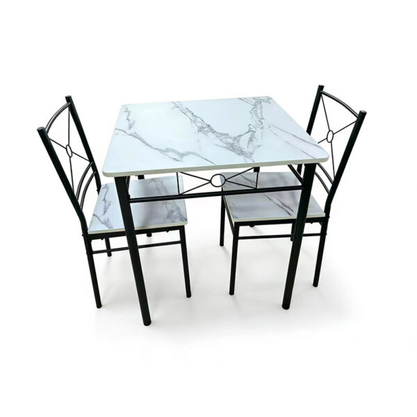 space saving 2 seater dining set factory detailing chairs nested completely underneath the 700mm square table top