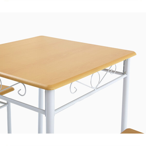 space saving 2 seater dining set factory producing DM-DNB2505 compact 700mm square table with two white steel framework chairs