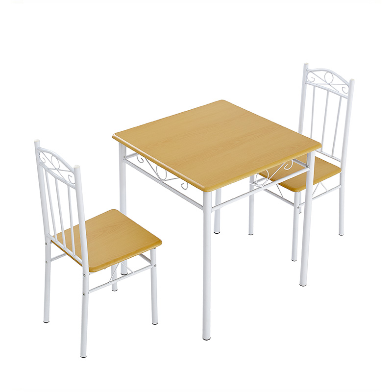 space saving 2 seater dining set factory showcasing dual chairs nesting fully beneath the rustic oak pvc table frame