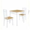space saving 2 seater dining set factory wholesale supplying single box KD carton structure with white powder coated steel tubing