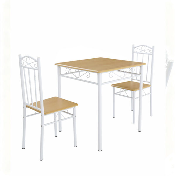 space saving 2 seater dining set factory wholesale supplying single box KD carton structure with white powder coated steel tubing